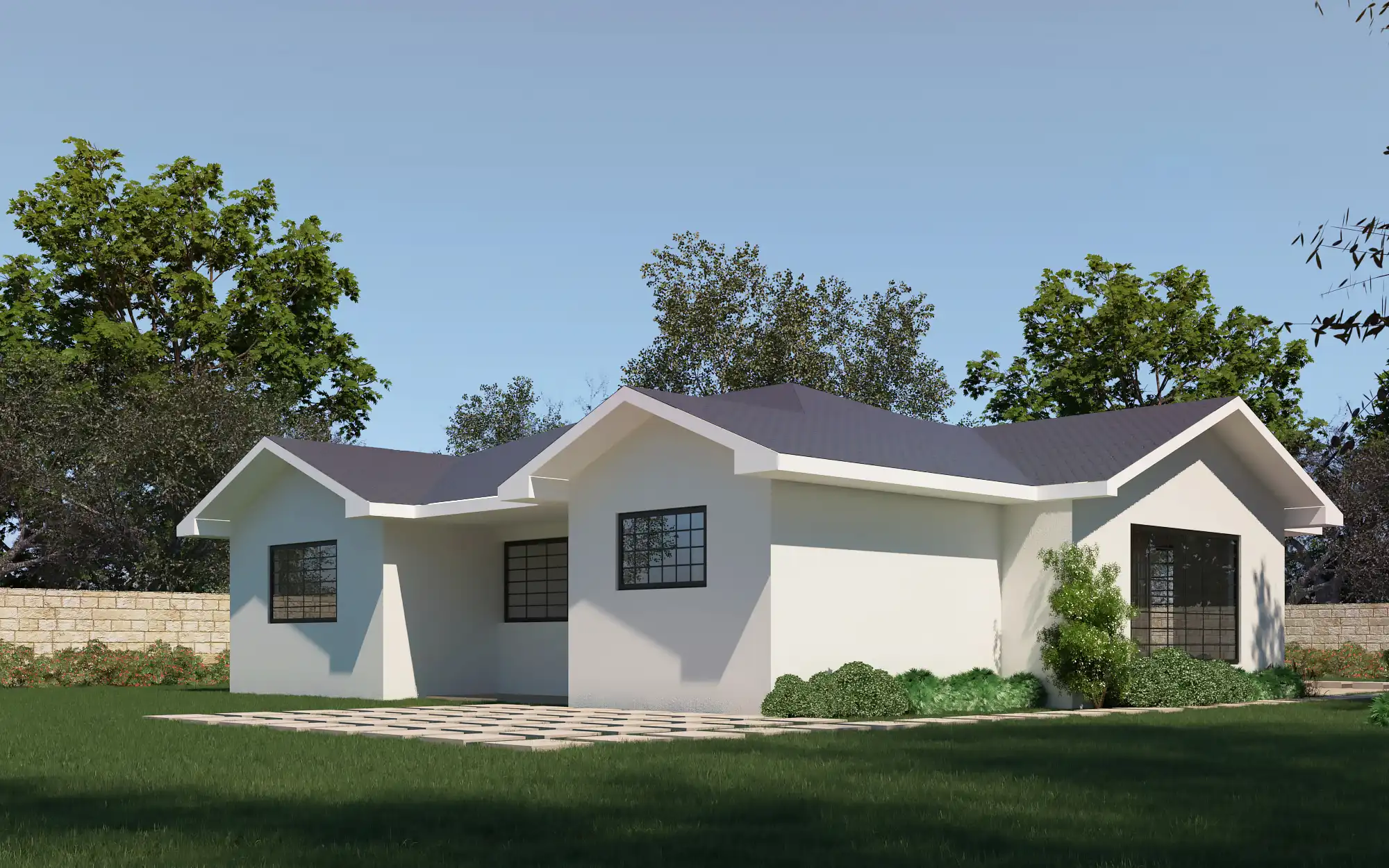 3 Bed Bungalow -ID 3161 - 3161_back.jpg from Inuua Tujenge house plans with 3 bedrooms and 2 bathrooms. ( bungalow )