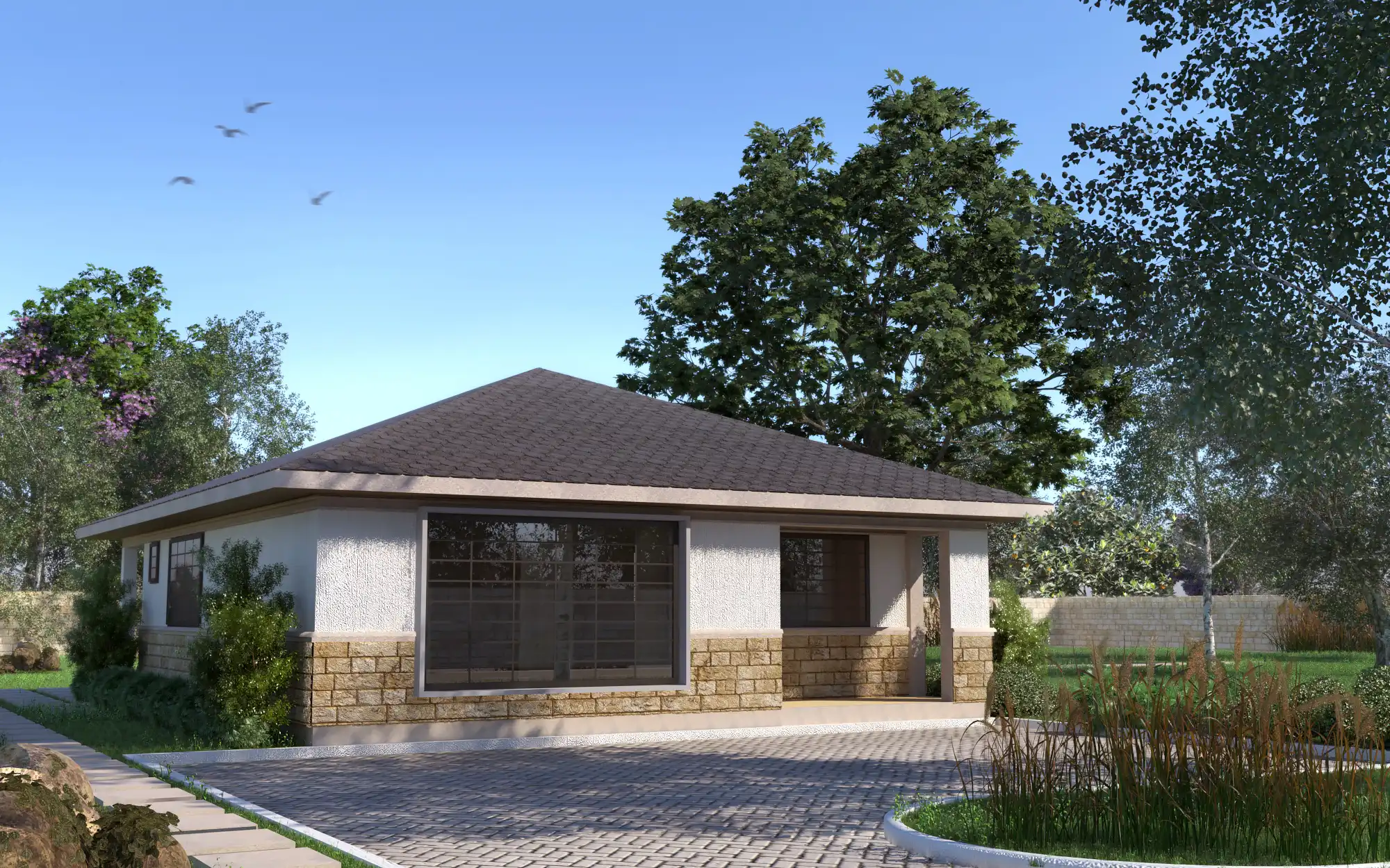 2 Bedroom Bungalow -ID 2112 - 2 BED BNGL TP1 OP2 FRONT.jpg from Inuua Tujenge house plans with 2 bedrooms and 1 bathrooms. ( bungalow )