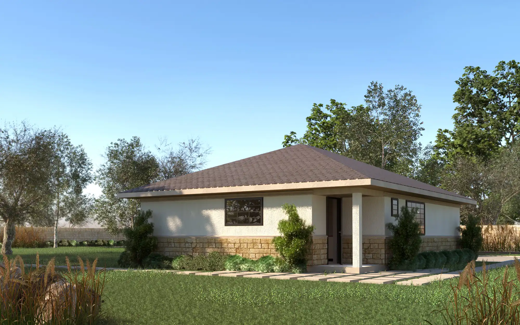 2 Bedroom Bungalow -ID 2112 - 2 BED BNGL TP1 OP2 REAR.jpg from Inuua Tujenge house plans with 2 bedrooms and 1 bathrooms. ( bungalow )