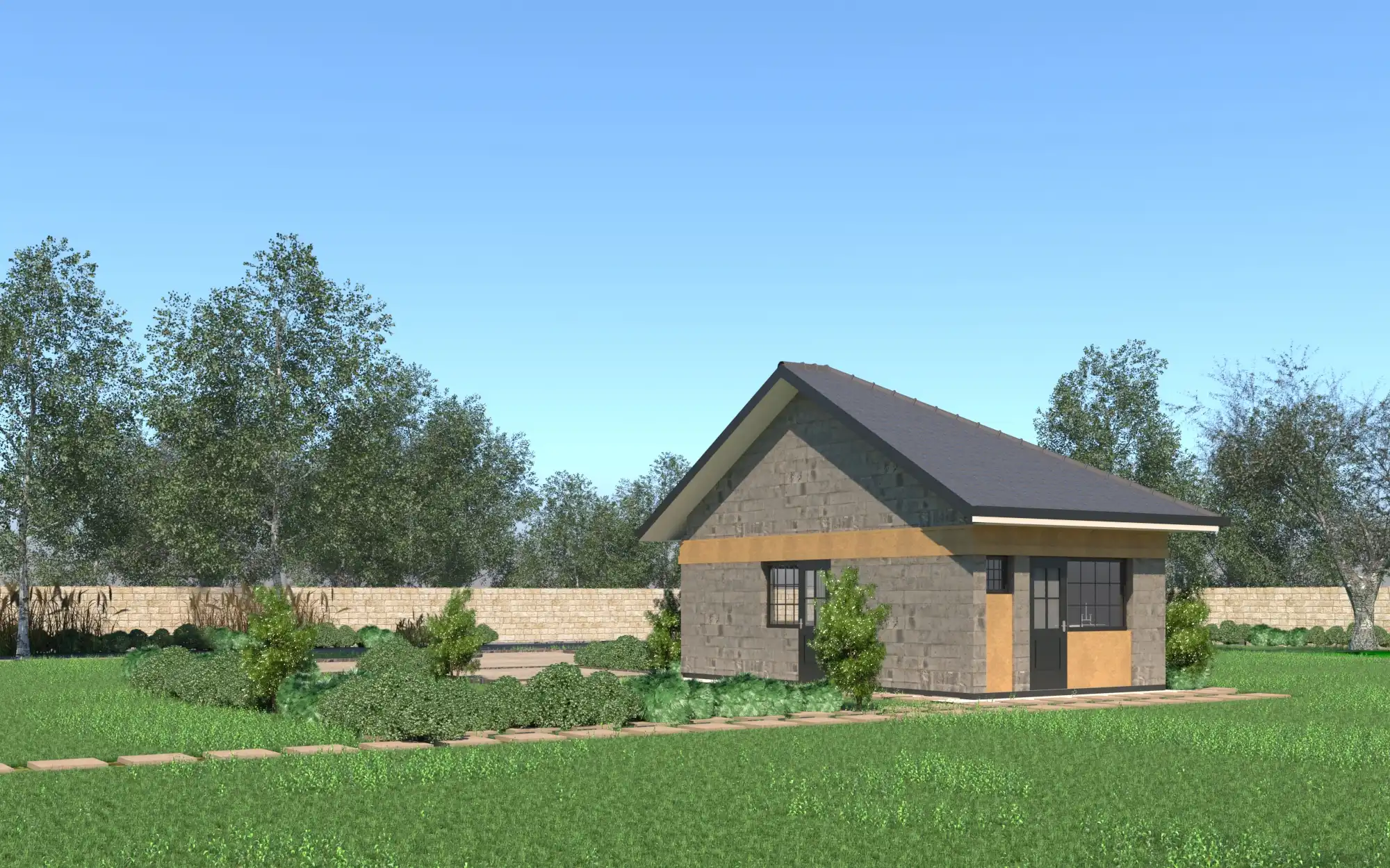 3 Bedroom Bungalow - ID 31101 - Phase 1 - Rear from Inuua Tujenge house plans with 3 bedrooms and 2 bathrooms. ( jengapolepole )