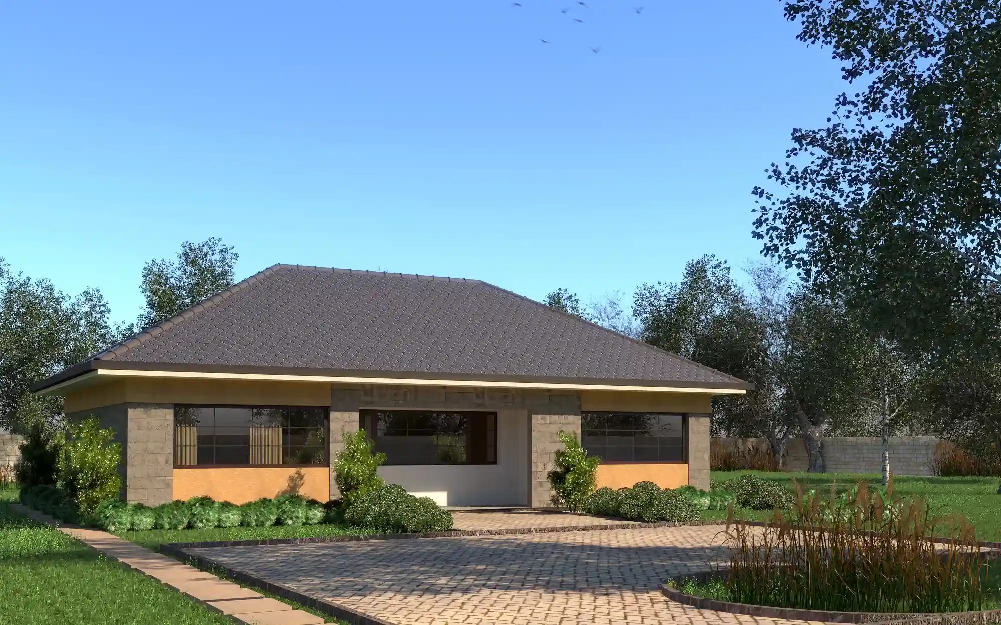 3 Bedroom Bungalow - ID 31101 - Phase 3 - Front from Inuua Tujenge house plans with 3 bedrooms and 2 bathrooms. ( jengapolepole )