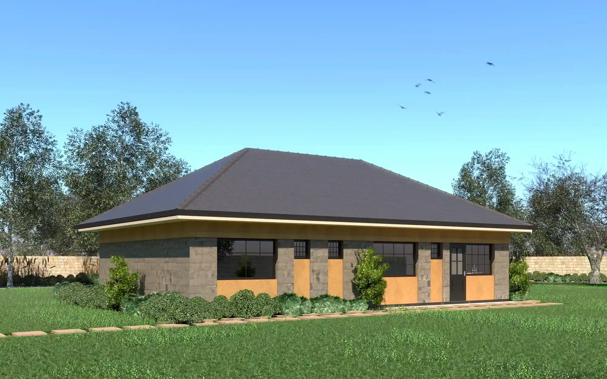 3 Bedroom Bungalow - ID 31101 - Phase 3 - Rear from Inuua Tujenge house plans with 3 bedrooms and 2 bathrooms. ( jengapolepole )