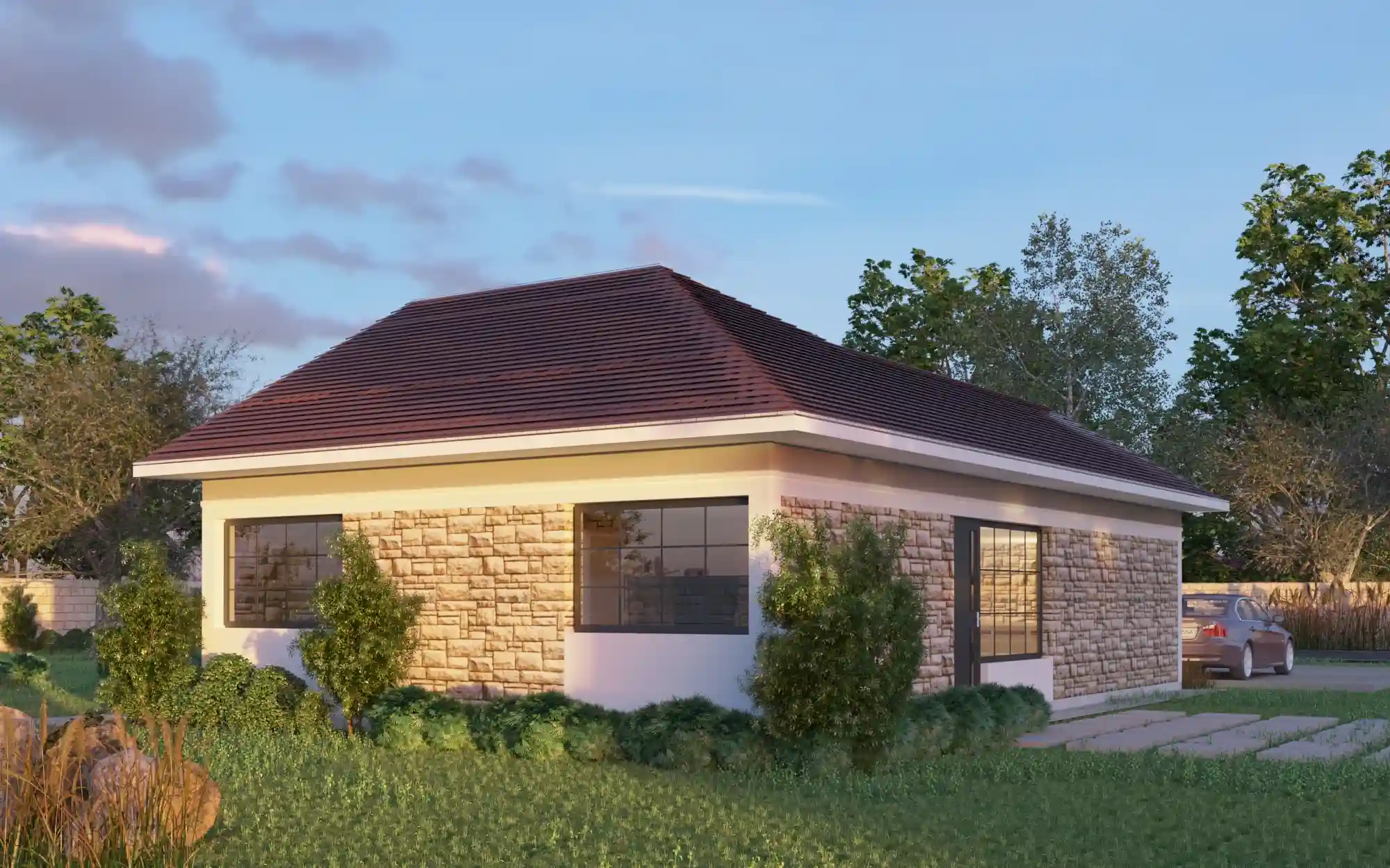 3 Bedroom Bungalow - ID 31171 - 31171_rear.jpg from Inuua Tujenge house plans with 3 bedrooms and 2 bathrooms. ( bungalow )