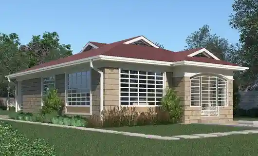 3 Bed Bungalow - ID 31181 - 31181 Front.jpg from Inuua Tujenge house plans with 3 bedrooms and 2 bathrooms. ( bungalow )