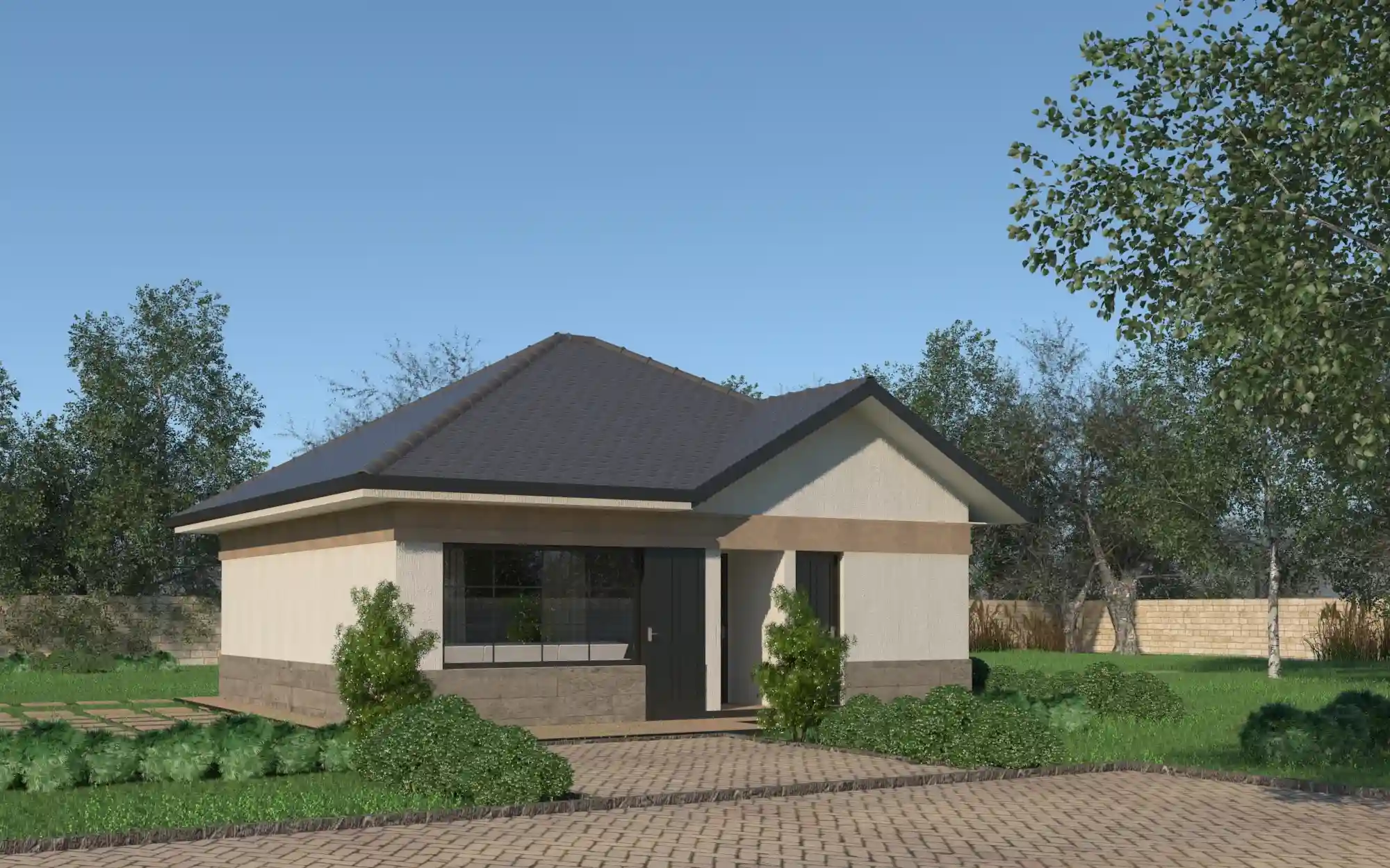 3 Bedroom Bungalow - ID 3191 - 3191_Phase2_Front.jpg from Inuua Tujenge house plans with 3 bedrooms and 2 bathrooms. ( jengapolepole )