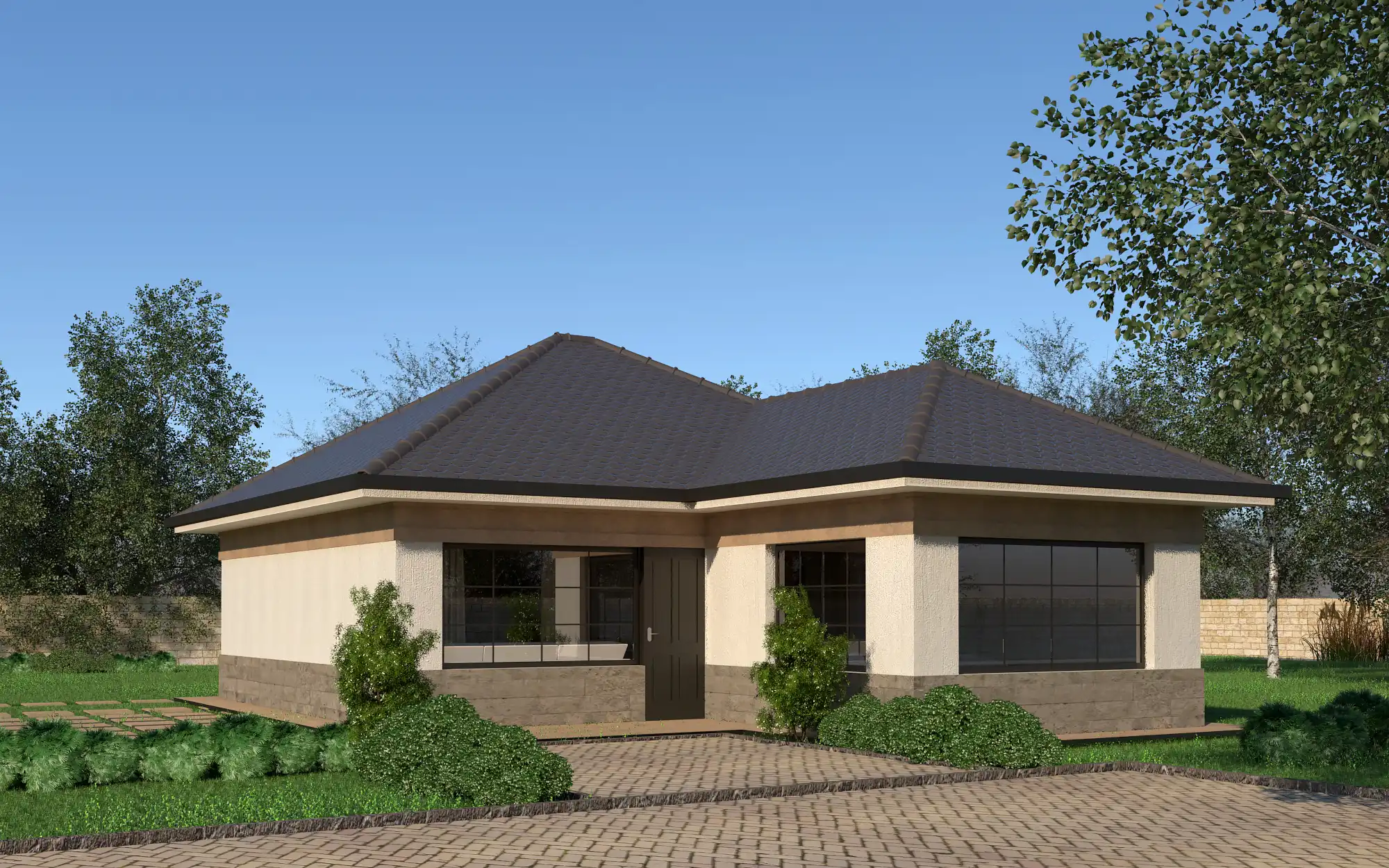 3 Bedroom Bungalow - ID 3191 - 3191_Phase3_Front.jpg from Inuua Tujenge house plans with 3 bedrooms and 2 bathrooms. ( jengapolepole )