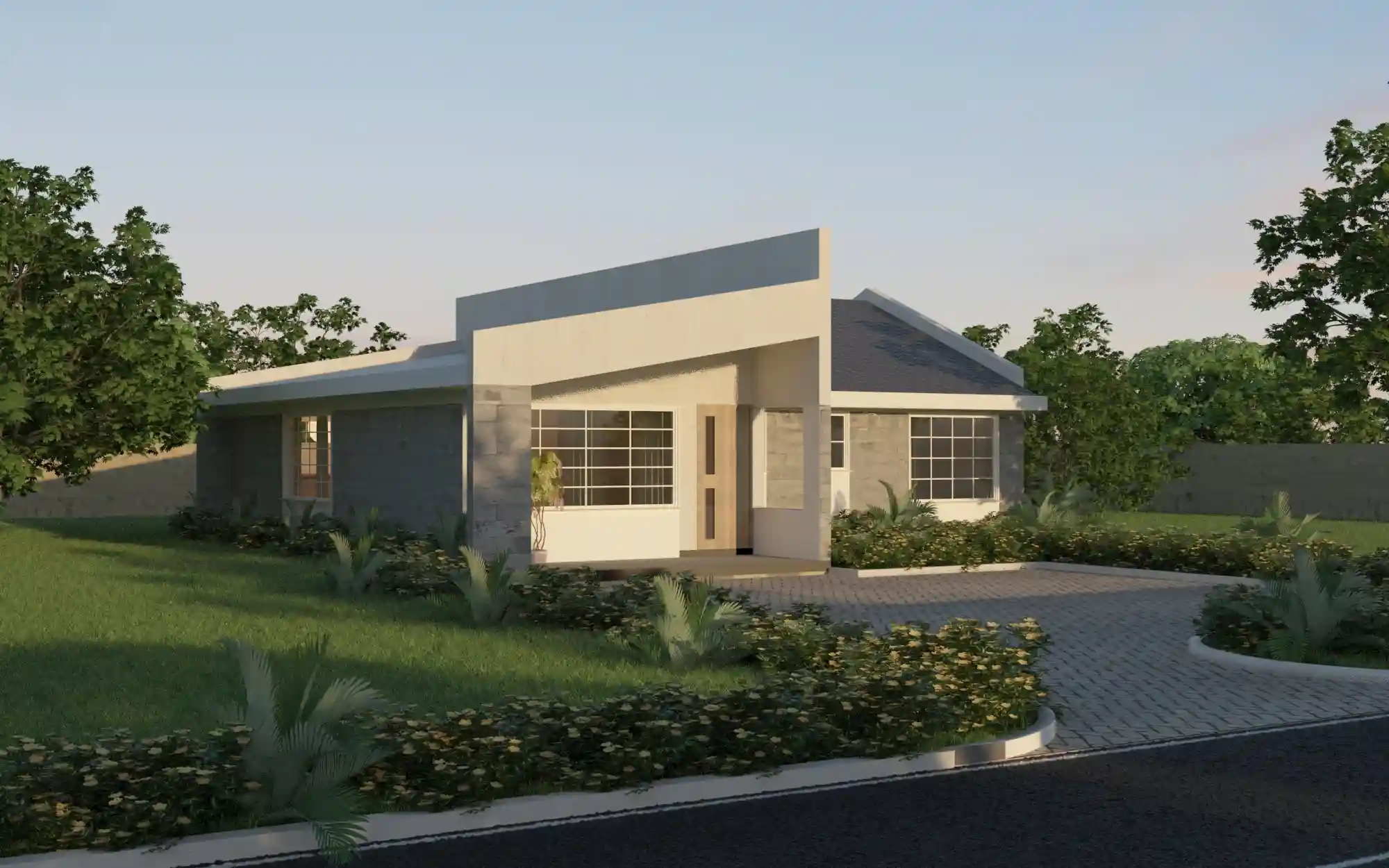 3 Bedroom Bungalow -ID 3143 - 3 BED BNGL TP4 OP3 FRONT.jpg from Inuua Tujenge house plans with 3 bedrooms and 2 bathrooms. ( bungalow )
