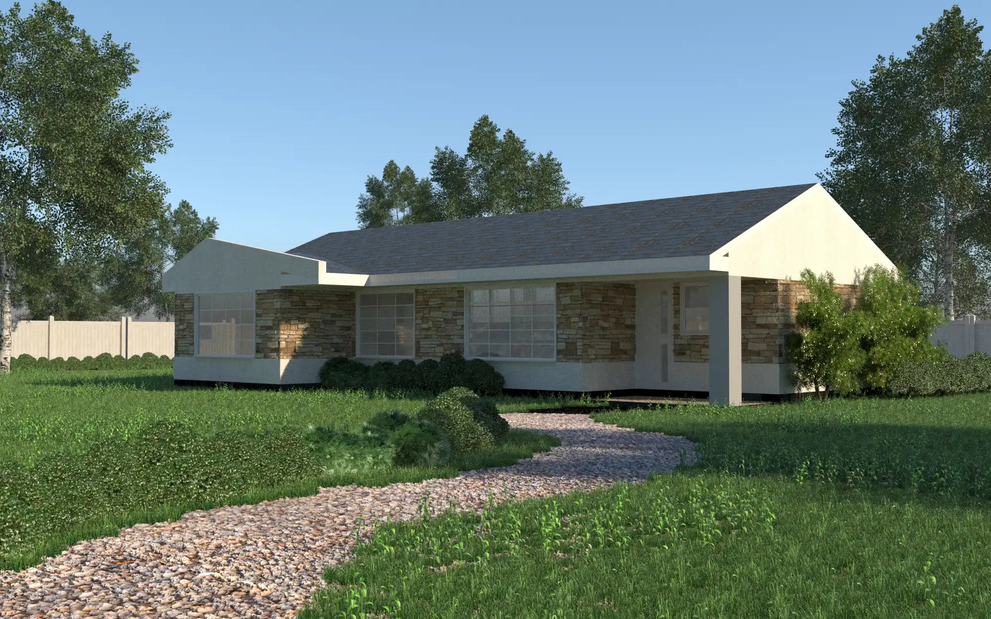 3 Bedroom Bungalow - ID 3153 - 3 BED BNGL TP5 OP3 REAR.jpg from Inuua Tujenge house plans with 3 bedrooms and 2 bathrooms. ( bungalow )