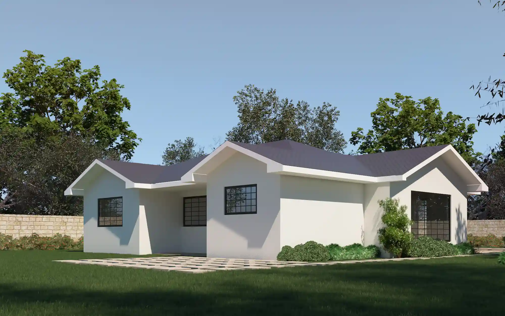 3 Bed Bungalow -ID 3161 - 3161_back.jpg from Inuua Tujenge house plans with 3 bedrooms and 2 bathrooms. ( bungalow )