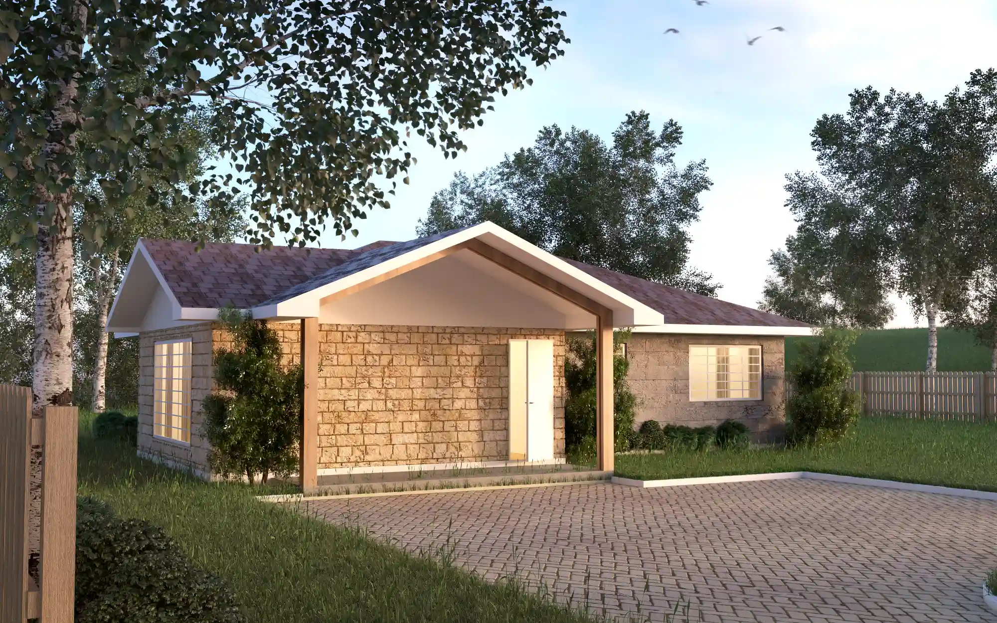 3 Bedroom Bungalow - ID 3162 - 3 BED BNGL TP6 OP1 FRONT.jpg from Inuua Tujenge house plans with 3 bedrooms and 2 bathrooms. ( bungalow )