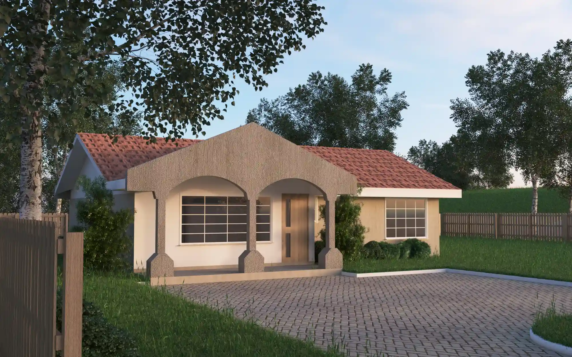 3 Bedroom Bungalow - ID 3163 - 3 BED BNGL TP6 OP3 FRONT.jpg from Inuua Tujenge house plans with 3 bedrooms and 2 bathrooms. ( bungalow )