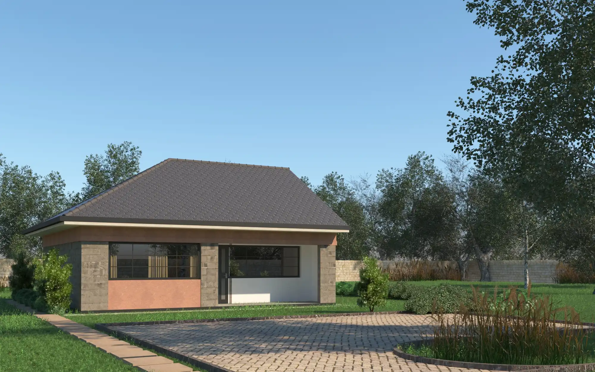 4 Bedroom Jenga Pole Pole Bungalow - ID 4171 - Phase 2 Front from Inuua Tujenge house plans with 4 bedrooms and 2 bathrooms. ( jengapolepole )