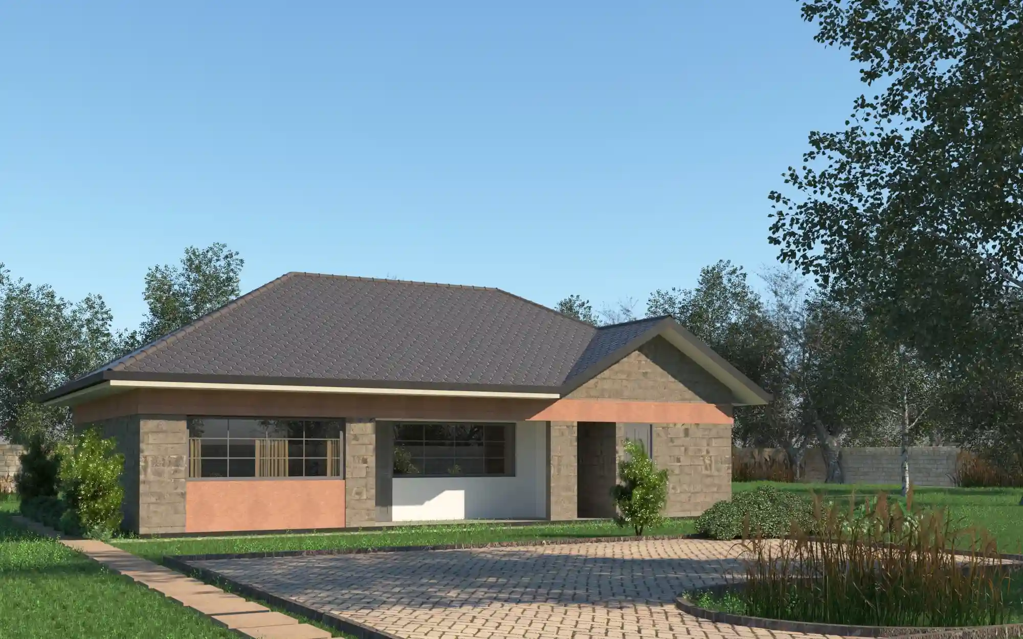 4 Bedroom Jenga Pole Pole Bungalow - ID 4171 - Phase 3 Front from Inuua Tujenge house plans with 4 bedrooms and 2 bathrooms. ( jengapolepole )