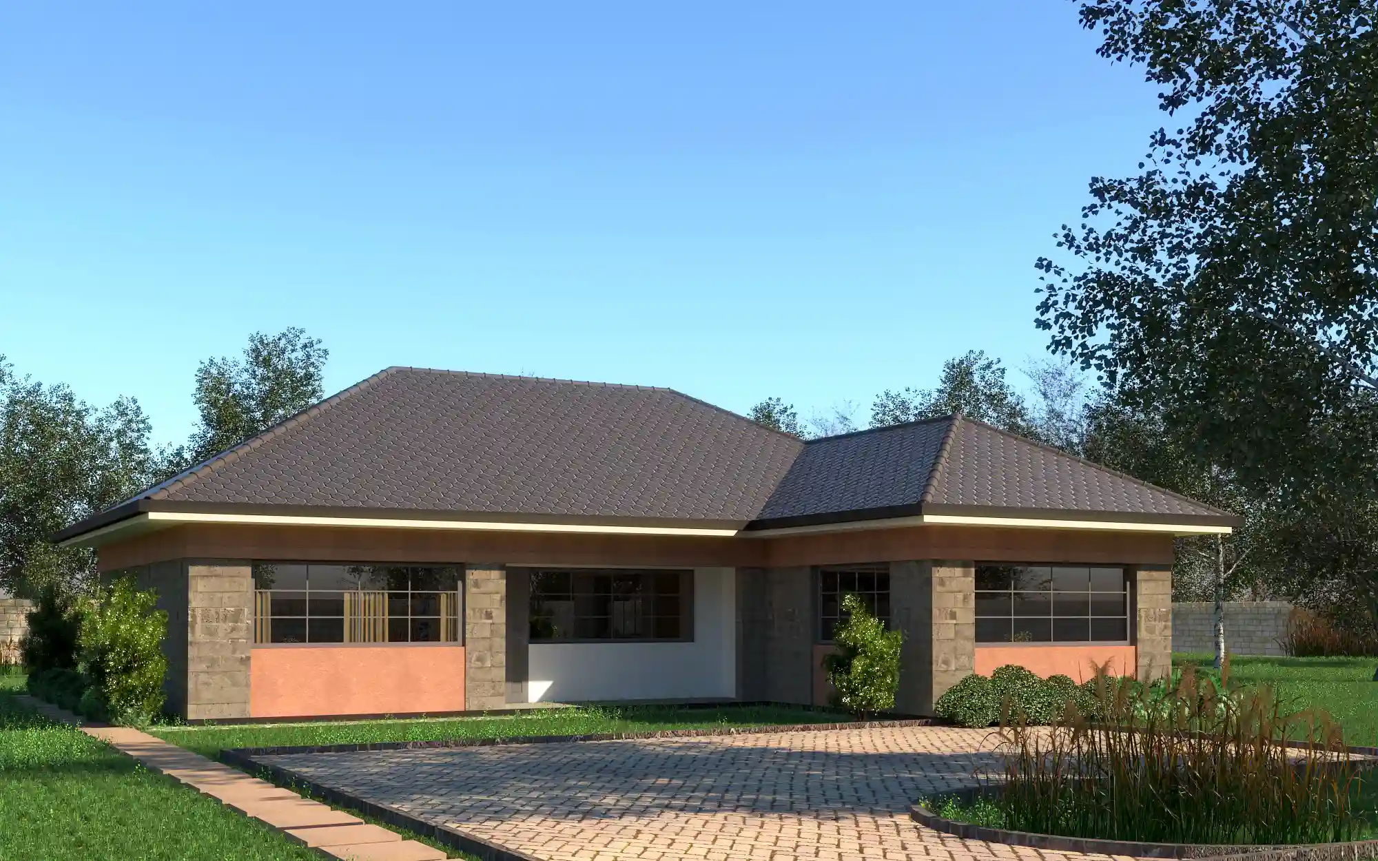 4 Bedroom Jenga Pole Pole Bungalow - ID 4171 - Phase 4 Front 4171 from Inuua Tujenge house plans with 4 bedrooms and 2 bathrooms. ( jengapolepole )