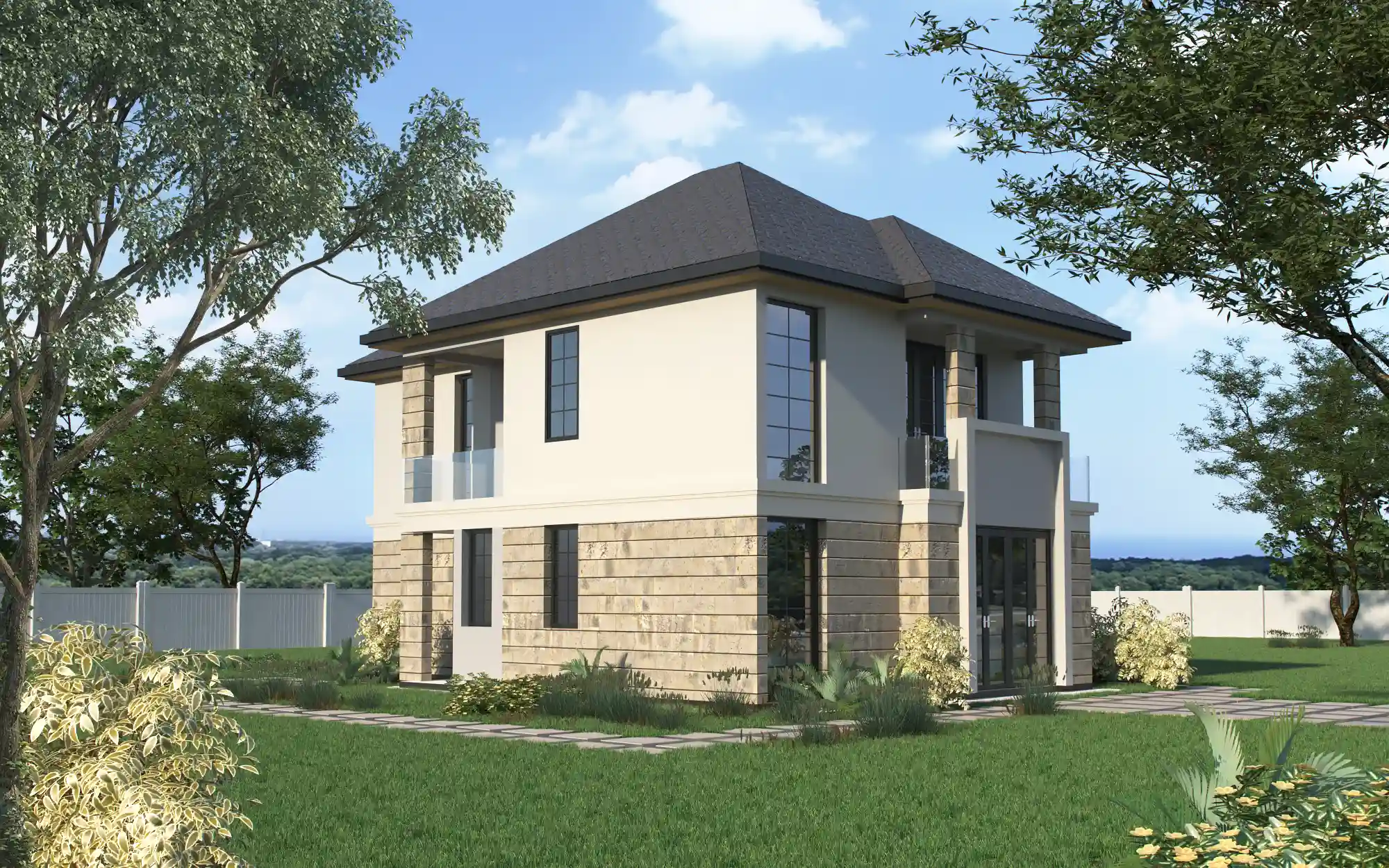 4 Bedroom  Maisonette- ID 42111 - Rear Image from Inuua Tujenge house plans with 4 bedrooms and 4 bathrooms. ( maisonette )