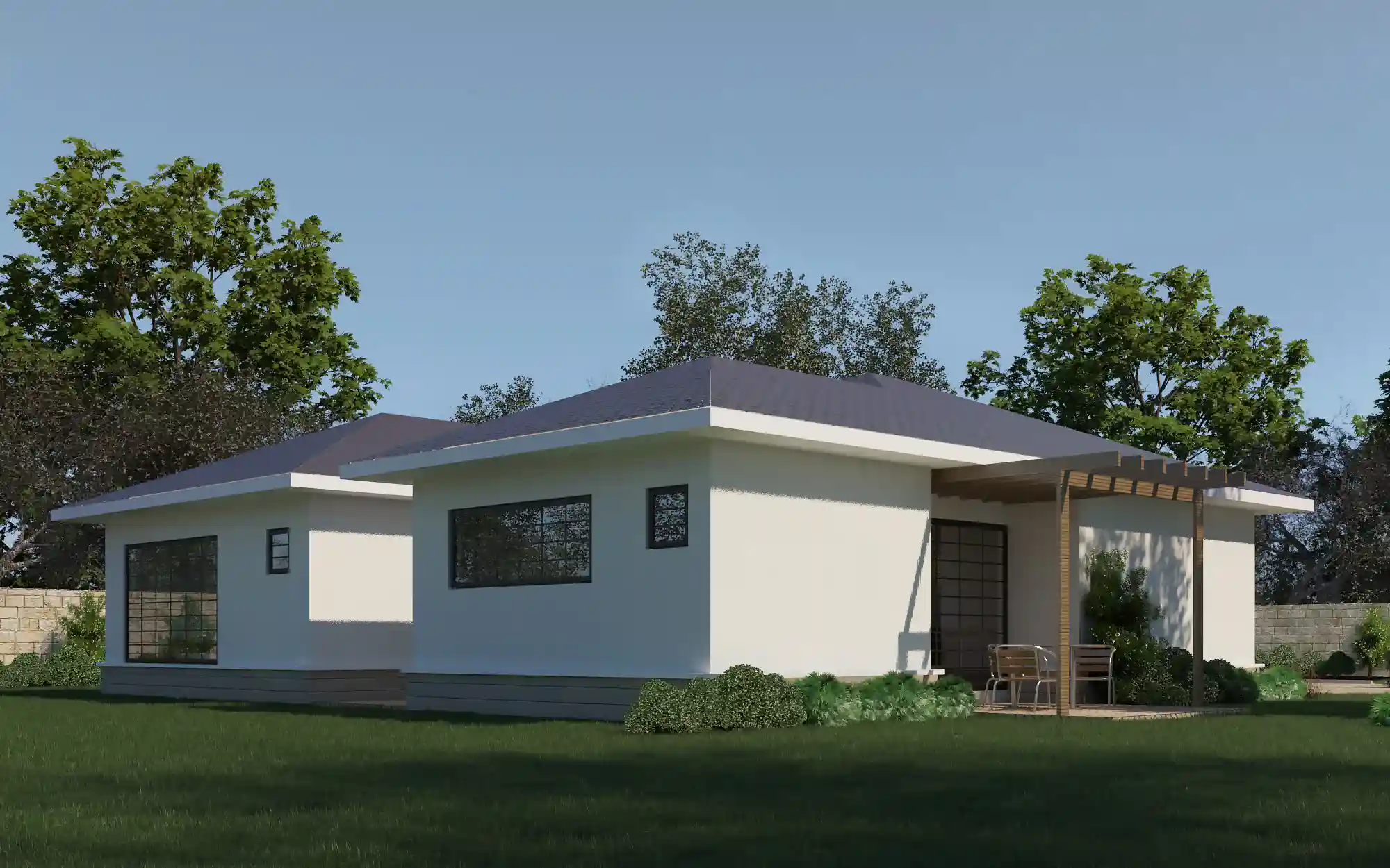4 Bedroom Bungalow -ID 4111 - 4 BED BNGL TP1 OP1 REAR.jpg from Inuua Tujenge house plans with 4 bedrooms and 2 bathrooms. ( bungalow )