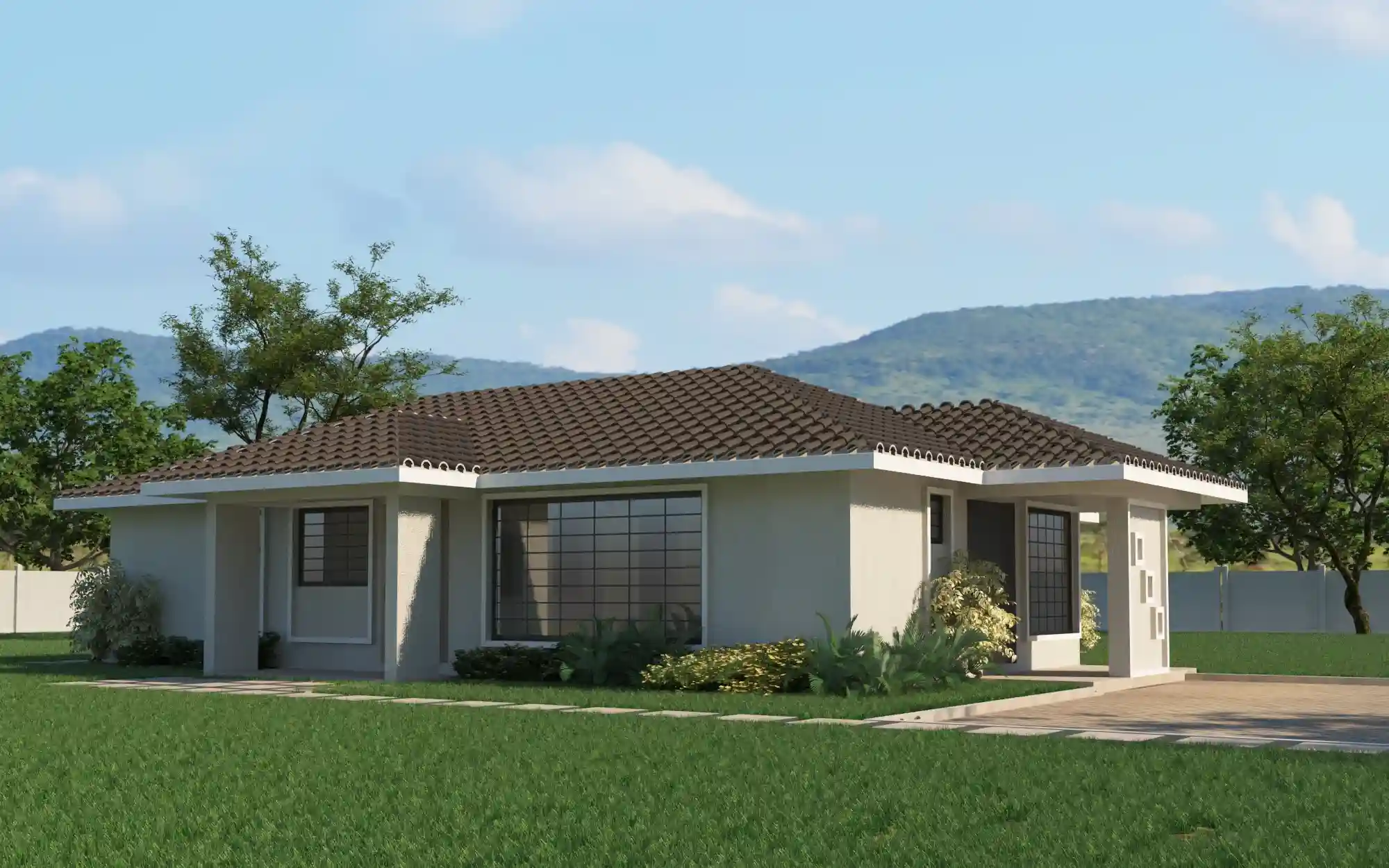 4 Bedroom Bungalow -ID 4152 - 4 BED BNGL TP5.6 OP2 FRONT.jpg from Inuua Tujenge house plans with 4 bedrooms and 2 bathrooms. ( bungalow )