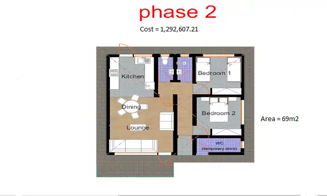 3 Bedroom Bungalow - ID 3191 - Annotation 2020-08-19 060613.png from Inuua Tujenge house plans with 3 bedrooms and 2 bathrooms. ( jengapolepole )