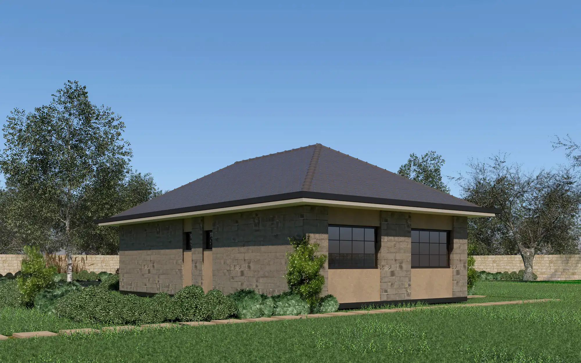 3 Bedroom Bungalow - ID 3181 - Rear from Inuua Tujenge house plans with 3 bedrooms and 1 bathrooms. ( bungalow )