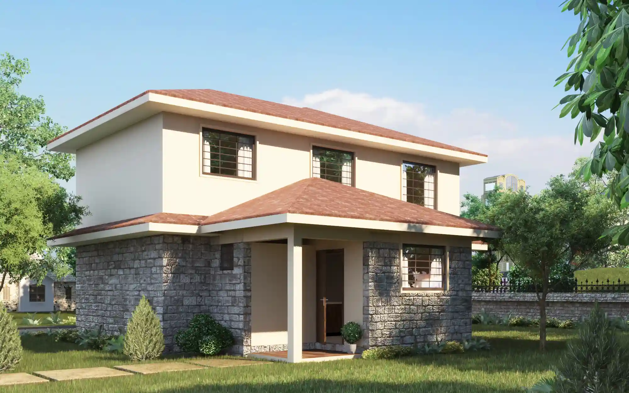 4 Bedroom Maisonette - ID 4211 - INUUA 4 BED MAST TP1 OP1-4211_REAR_VIEW.jpg from Inuua Tujenge house plans with 4 bedrooms and 3 bathrooms. ( maisonette )
