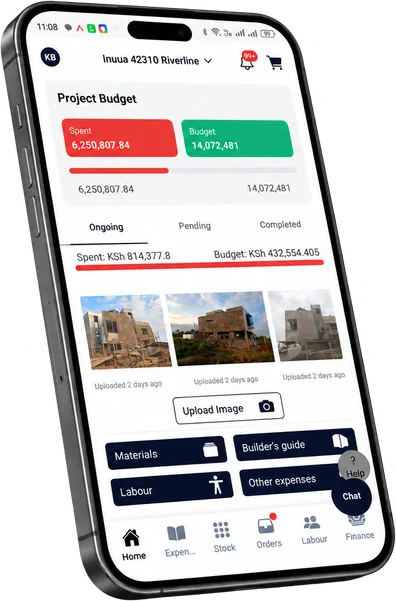 INUUA app showing a live project budget