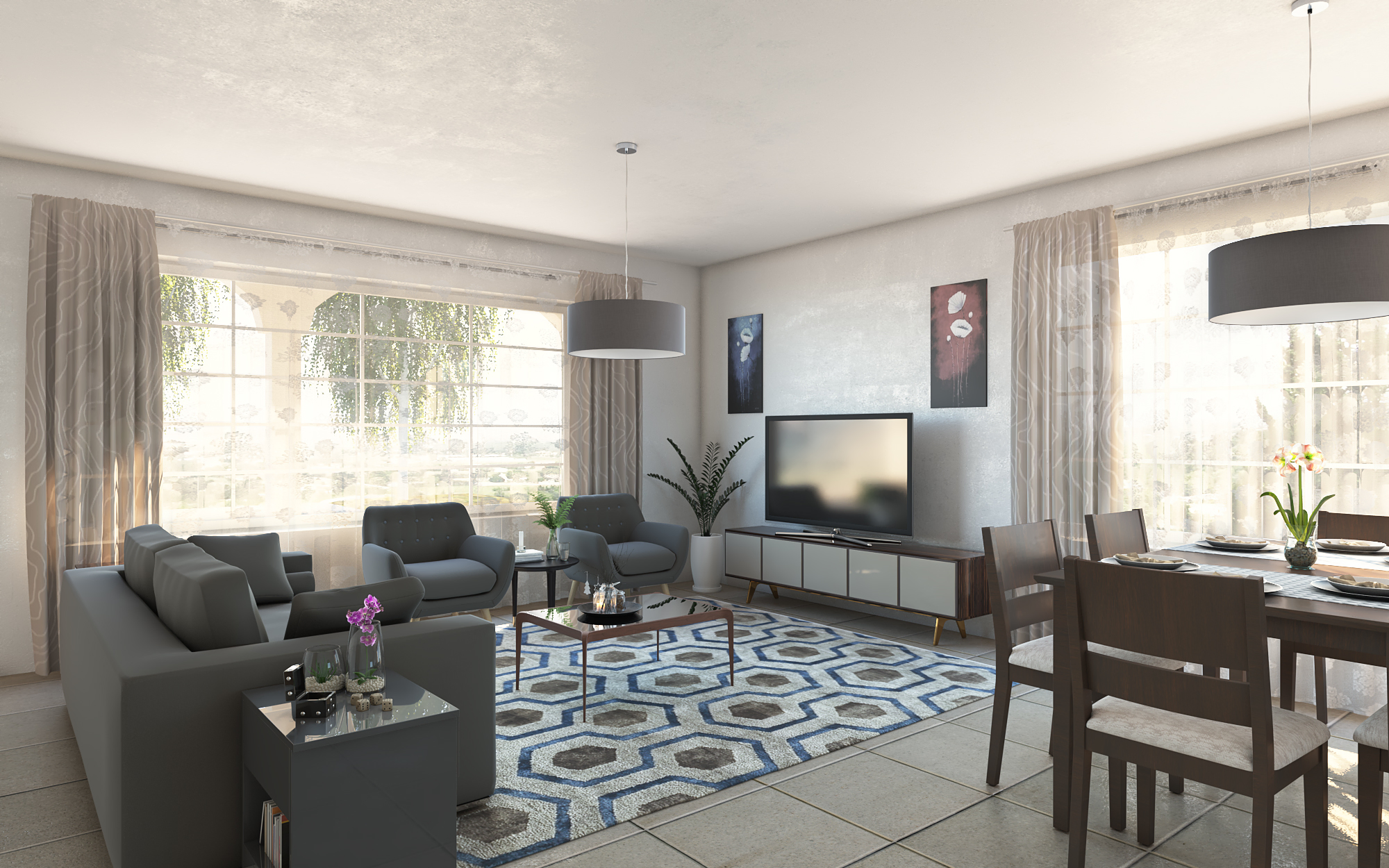 3 Bedroom Bungalow - ID 3163 - 3BED BNGL TP6 OP3.jpg from Inuua Tujenge house plans with 3 bedrooms and 2 bathrooms. ( bungalow )