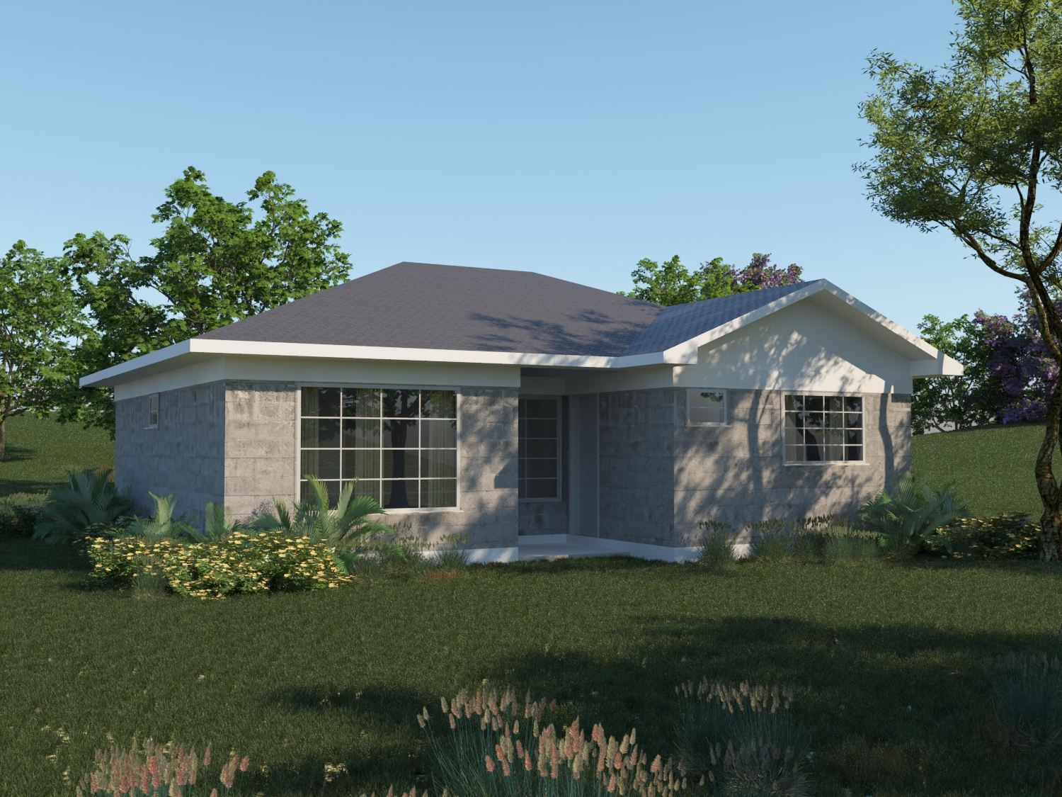 3 Bedroom Bungalow -ID 3131 - 3 BED BNGL TP3 OP1_RENDER_REAR.jpg from Inuua Tujenge house plans with 3 bedrooms and 2 bathrooms. ( bungalow )