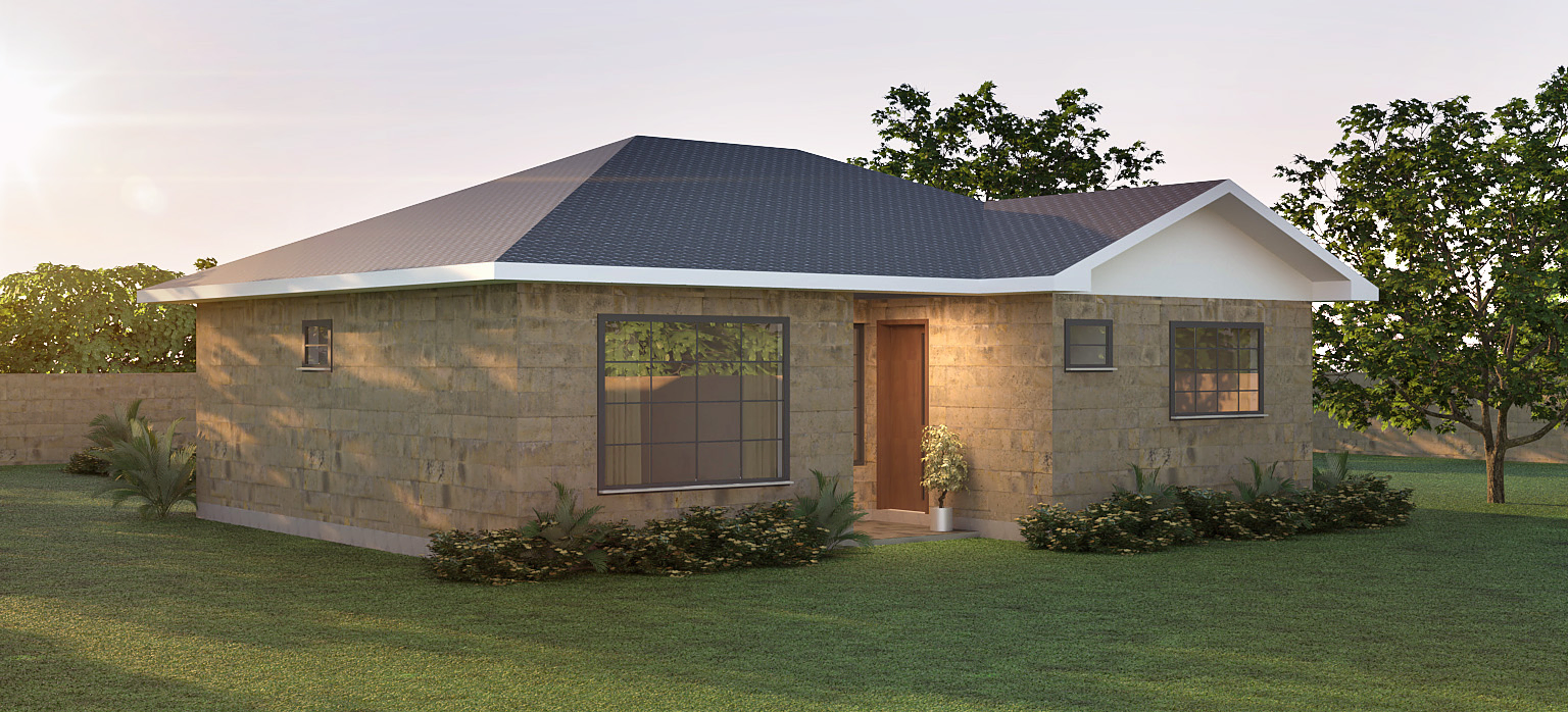 3 Bedroom Bungalow - ID 3141 - 3 BED BNGL TP4 OP1_back.jpg from Inuua Tujenge house plans with 3 bedrooms and 2 bathrooms. ( bungalow )