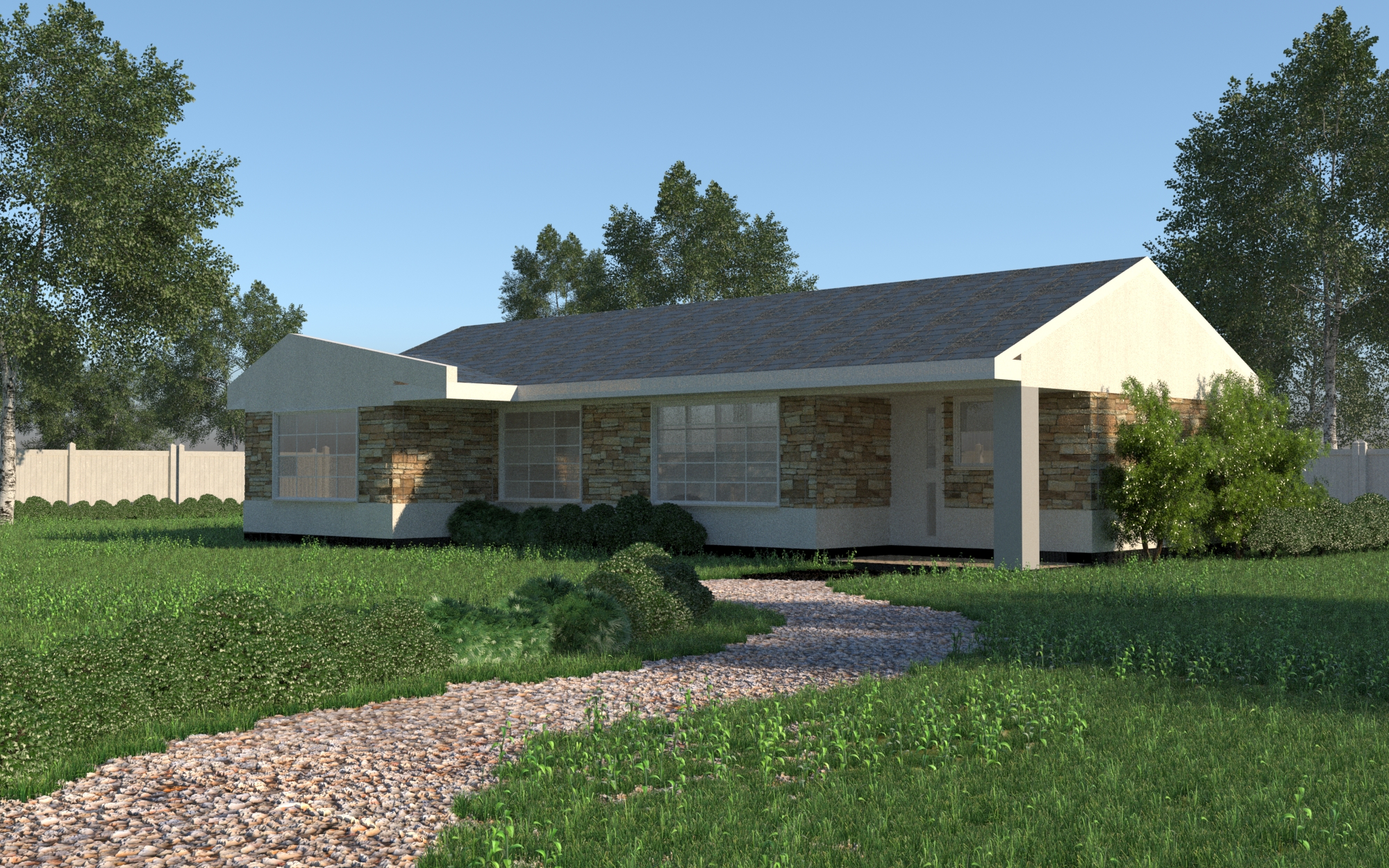 3 Bedroom Bungalow - ID 3153 - 3 BED BNGL TP5 OP3 REAR.jpg from Inuua Tujenge house plans with 3 bedrooms and 2 bathrooms. ( bungalow )