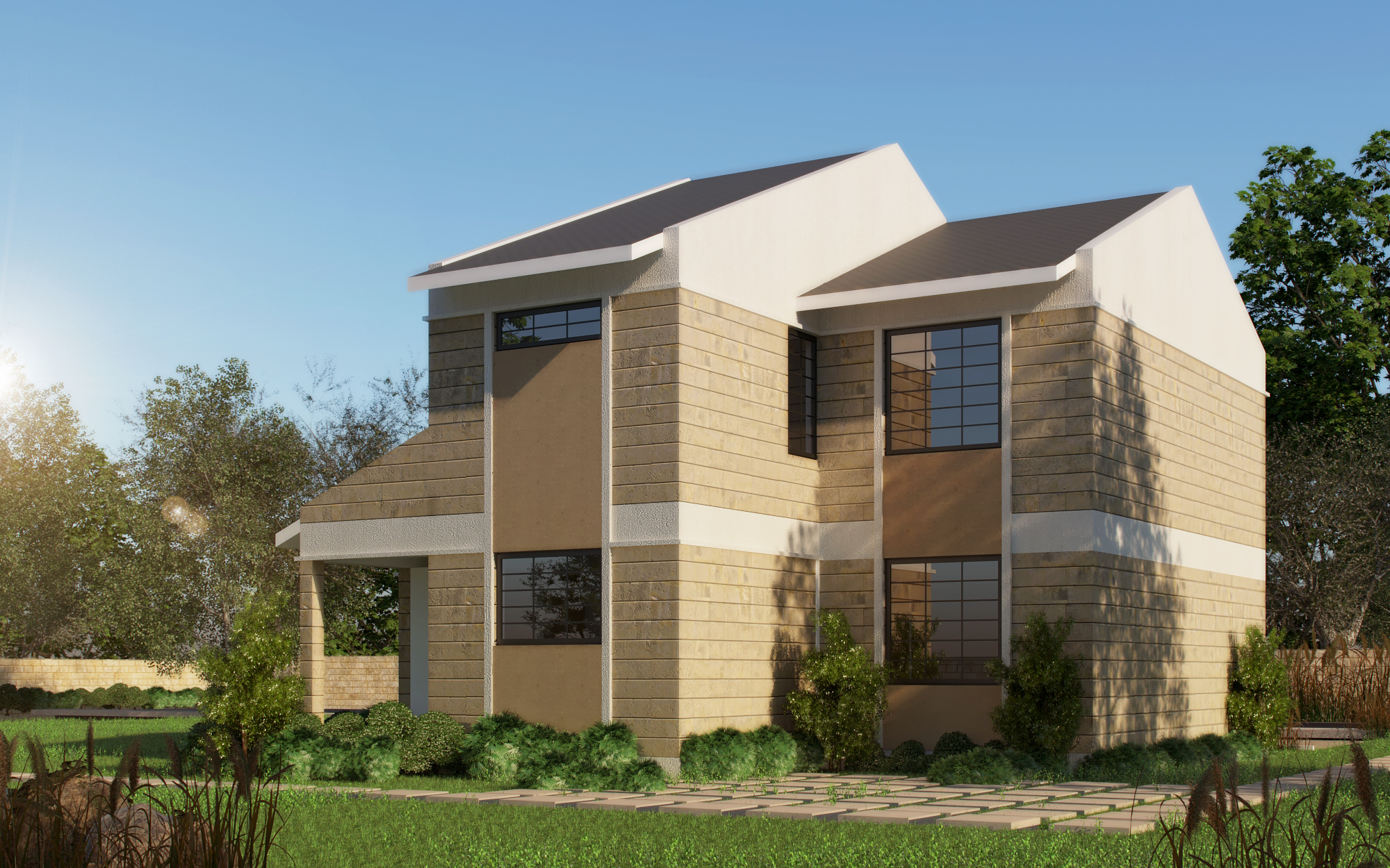 3 Bedroom Maisonette -ID 3231 - 3 BED MAST TP1 OP1-3231 REAR.jpg from Inuua Tujenge house plans with 3 bedrooms and 3 bathrooms. ( maisonette )