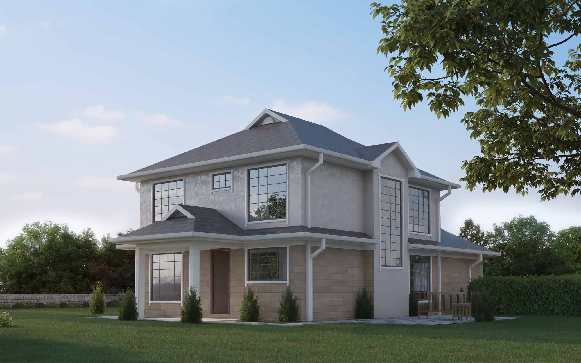 3 Bedroom Maisonette ID - 3251 - REAR from Inuua Tujenge house plans with 3 bedrooms and 3 bathrooms. ( maisonette )