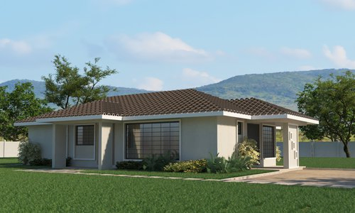 4 Bedroom Bungalow-ID 4154 - 4152_Front.jpg from Inuua Tujenge house plans with 4 bedrooms and 2 bathrooms. ( bungalow )