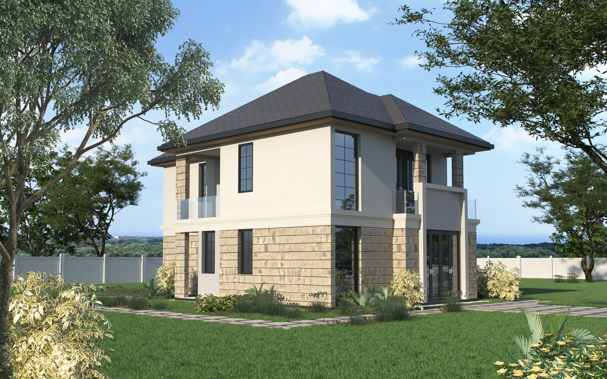 4 Bedroom Maisonette- ID 42111 - Rear Image from Inuua Tujenge house plans with 4 bedrooms and 4 bathrooms. ( maisonette )