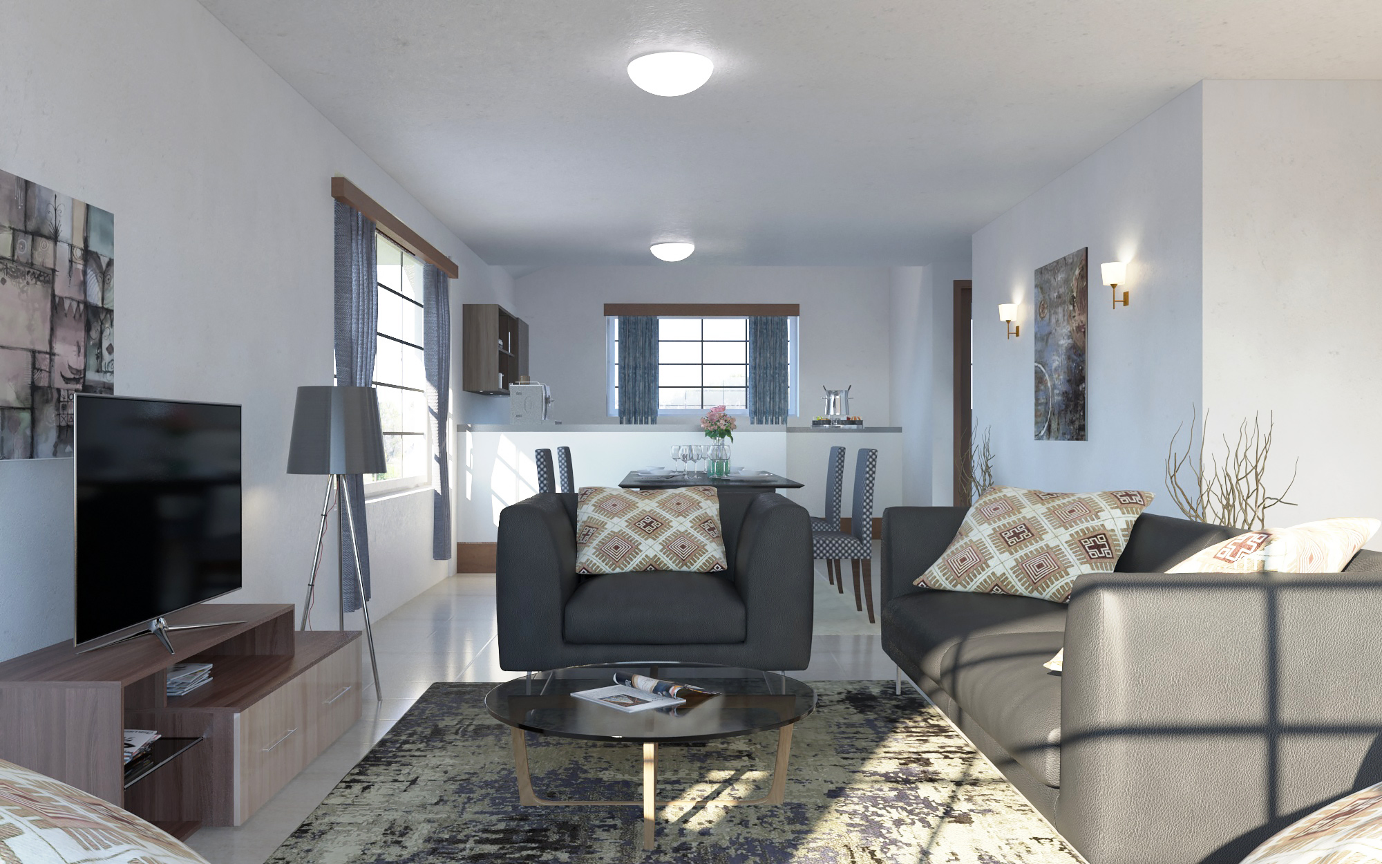 4 Bedroom Bungalow -ID 4111 - 4 BED BNGL TP4.1 OP1 INTERIOR.jpg from Inuua Tujenge house plans with 4 bedrooms and 2 bathrooms. ( bungalow )