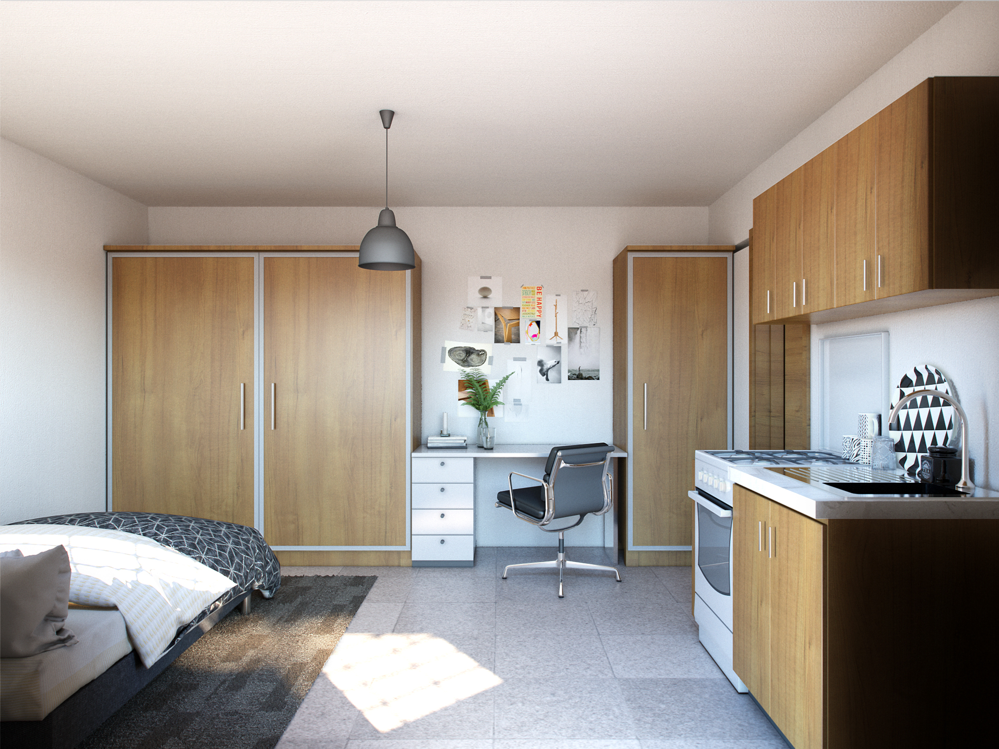 Bedsitter IBS - 13060 - BEDSITTER 13060_Interior.jpg from Inuua Tujenge house plans with 1 bedrooms and 1 bathrooms. ( bedsitter )